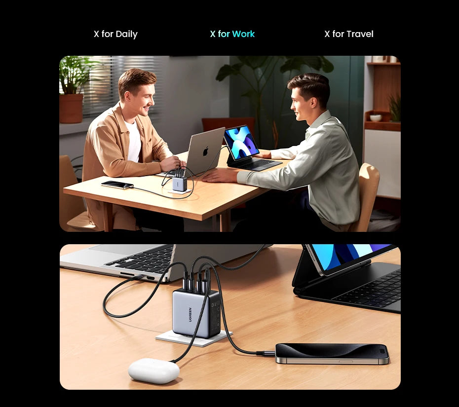 UGREEN 160W GaN зарядно устройство PD3.1 Type C QC4.0 3.0 Бързо зареждане за Macbook Pro лаптоп USB бързо зарядно за iPhone 15 Xiaomi таблет