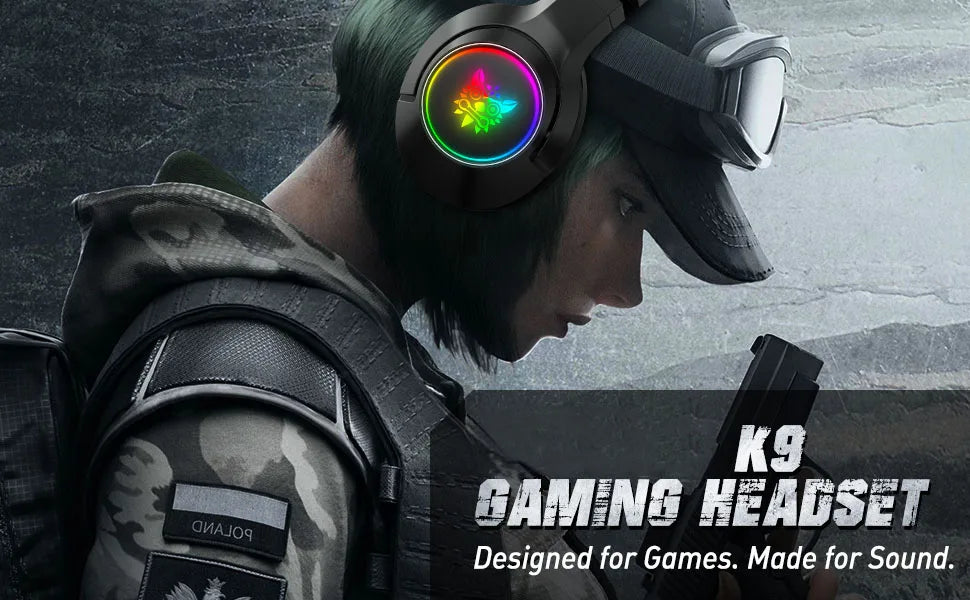 Геймърски слушалки ONIKUMA K9 с подвижни котешки уши, съраунд звук, RGB подсветка и прибиращ се микрофон с шумопотискане