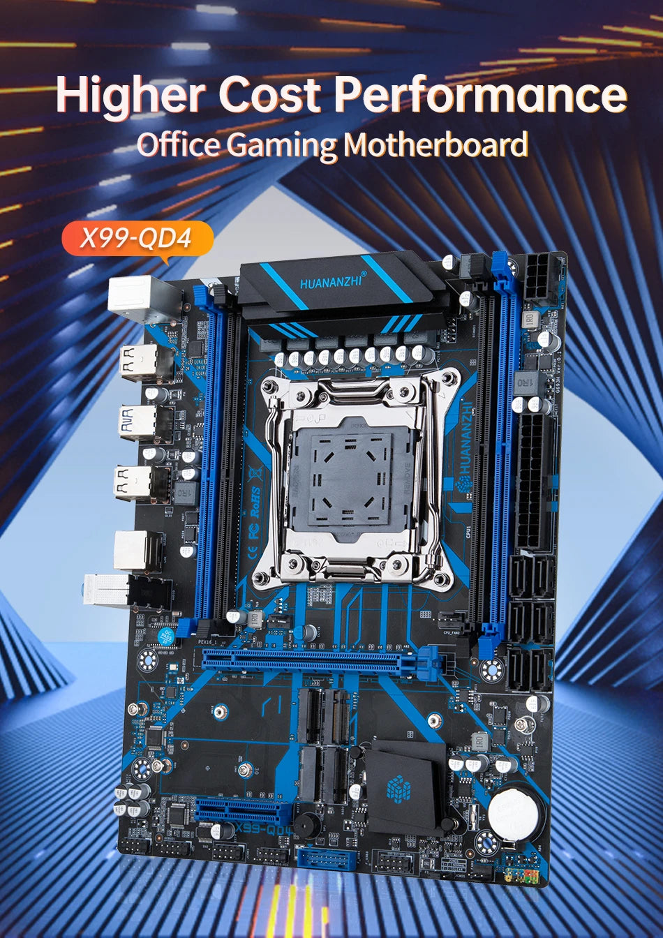 Дънна платка HUANANZHI X99 QD4 LGA 2011-3 XEON X99 Intel E5 2640 2666 2670 2696 V3 V4, поддръжка на DDR4 RECC NON-ECC памет NVME RU