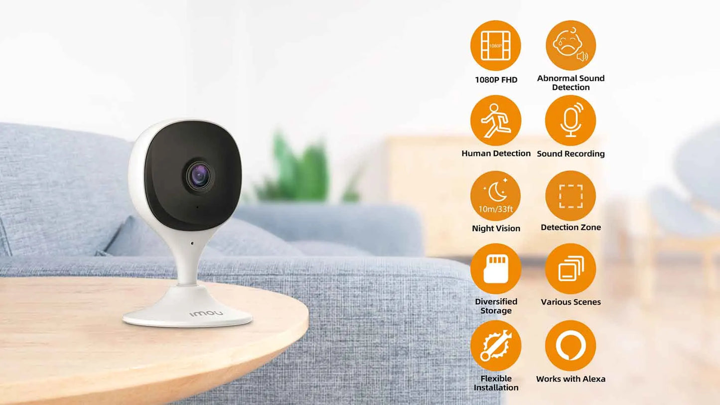 IMOU Cue 2C 1080P Охранителна екшън камера Вътрешна камера Бебешки монитор CCTV Видеонаблюдение Мини Wifi IP камера Нощно виждане