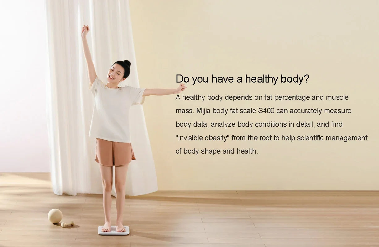 XIAOMI Телесна везна S400 Mijia Smart Home Телесна везна 150KG Bluetooth 5.0 LED дисплей Двучестотно измерване