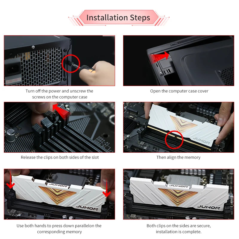 JUHOR Памет Ram DDR5 RAM 16GB 32GB 5600MHz 6000MHz 6400MHz 6800MHz 7200MHz Направи си сам компютърна гейминг памет за настолни компютри