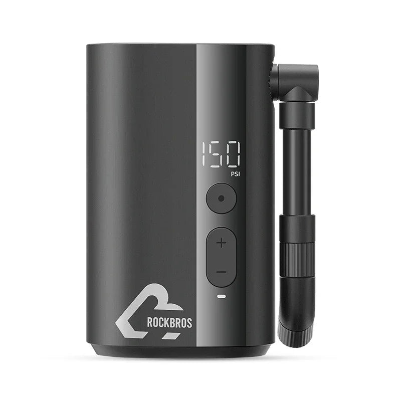 ROCKBROS Електрическа въздушна помпа Преносима 100PSI Велосипедна помпа Въздушен компресор Акумулаторна помпа за гуми 300mAh Капацитет на батерията