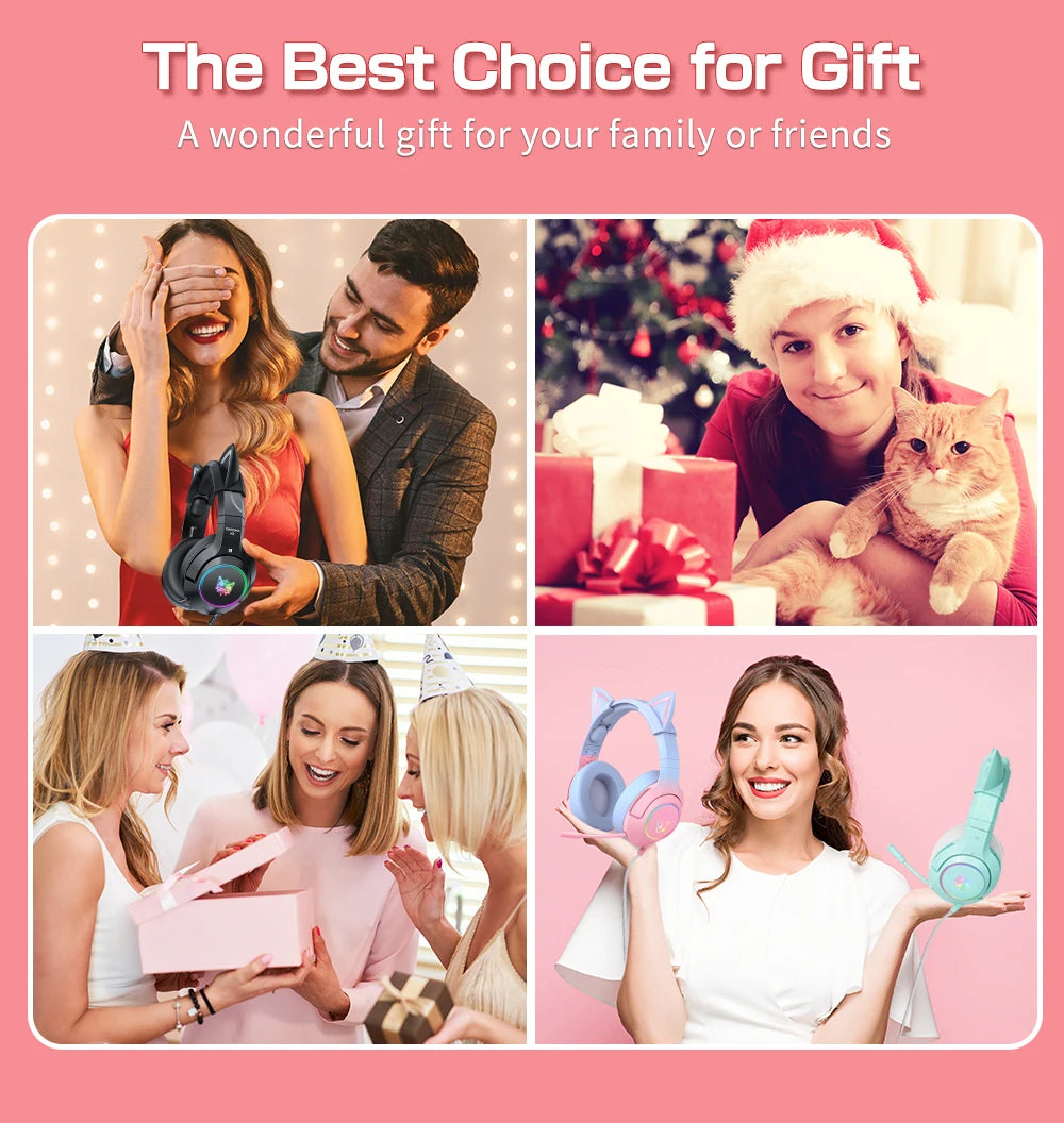 Геймърски слушалки ONIKUMA K9 с кабел и RGB осветление, гъвкави HD микрофони, геймърски съраунд компютърни слушалки за PC, PS5 и други.