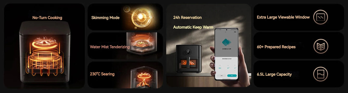 XIAOMI MIJIA Smart Air Fryer 6.5L Tender Roared Version Low Oil Light Fat Fryer Multifunctional Homemake Gearbest Cookie Firsts