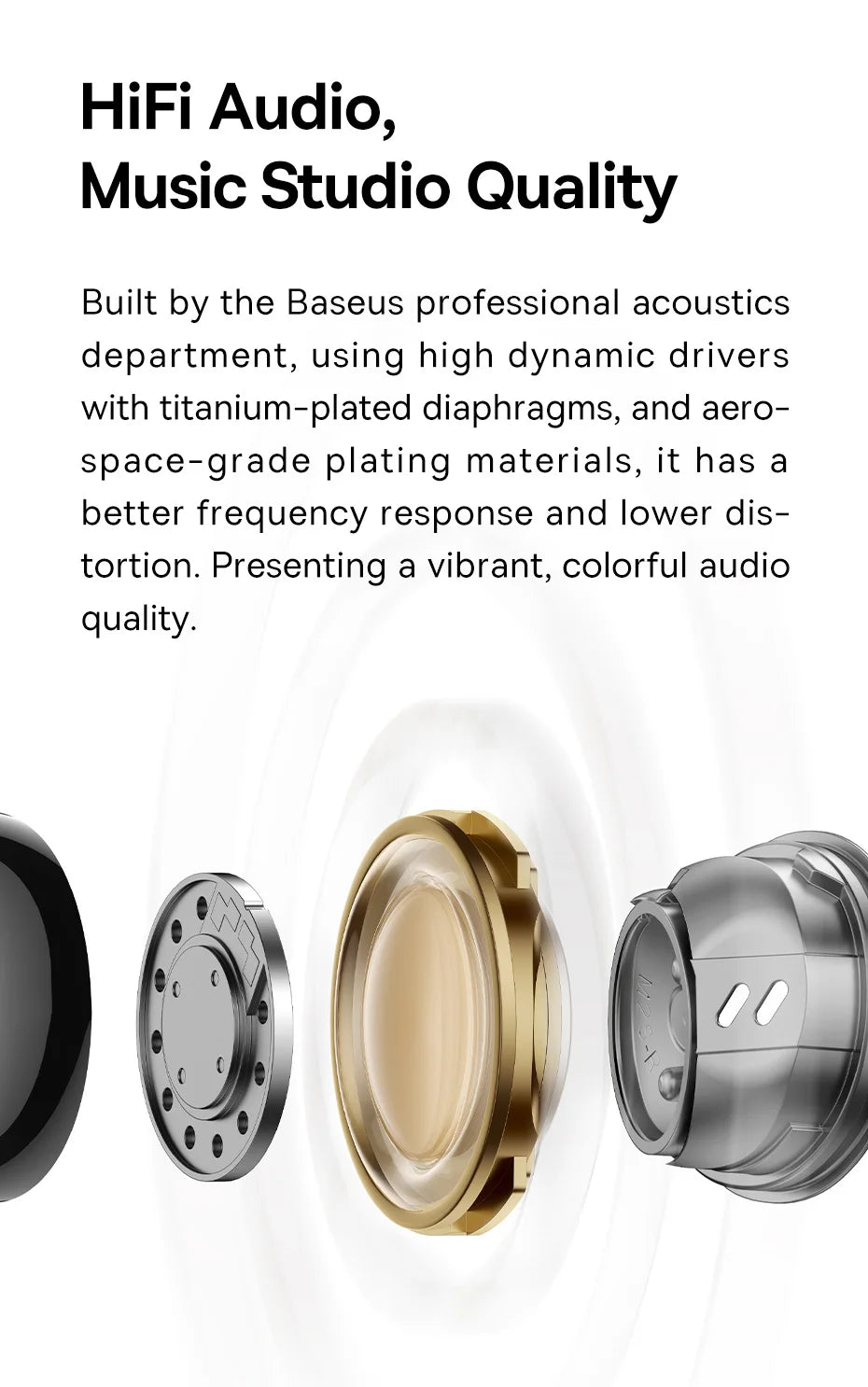 Baseus Bowie M2s -48dB ANC Безжични Bluetooth 5.3 3D пространствено аудио слушалки HiFi качество 0.038" ниска латентност слушалки