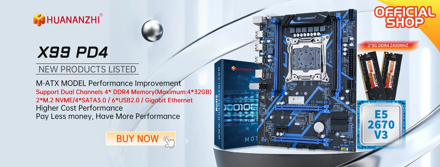 Дънна платка HUANANZHI X99 QD4 LGA 2011-3 XEON X99 Intel E5 2640 2666 2670 2696 V3 V4, поддръжка на DDR4 RECC NON-ECC памет NVME RU