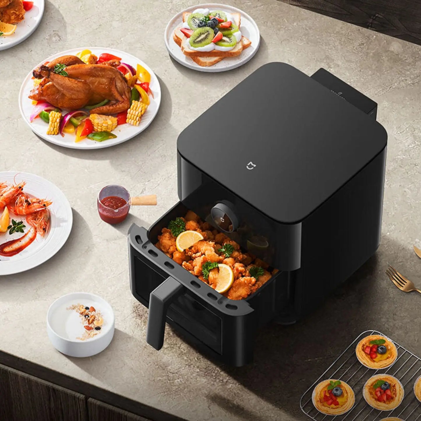 XIAOMI MIJIA Smart Air Fryer 6.5L Tender Roared Version Low Oil Light Fat Fryer Multifunctional Homemake Gearbest Cookie Firsts