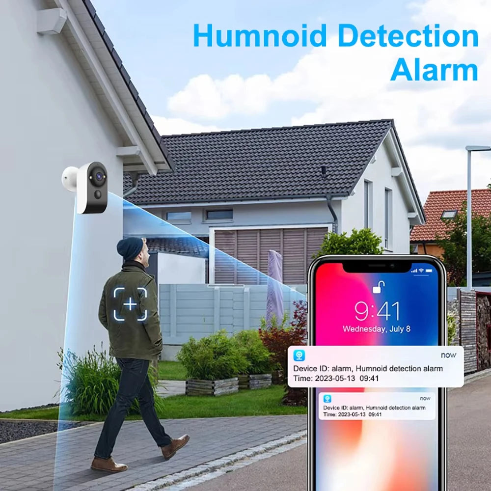 V380 PRO Мини Камера Безжична WiFi Външна Вградена Батерия PIR Видео Монитор за Засичане на Човешки Същества 5MP Домашни Камери за Видеонаблюдение