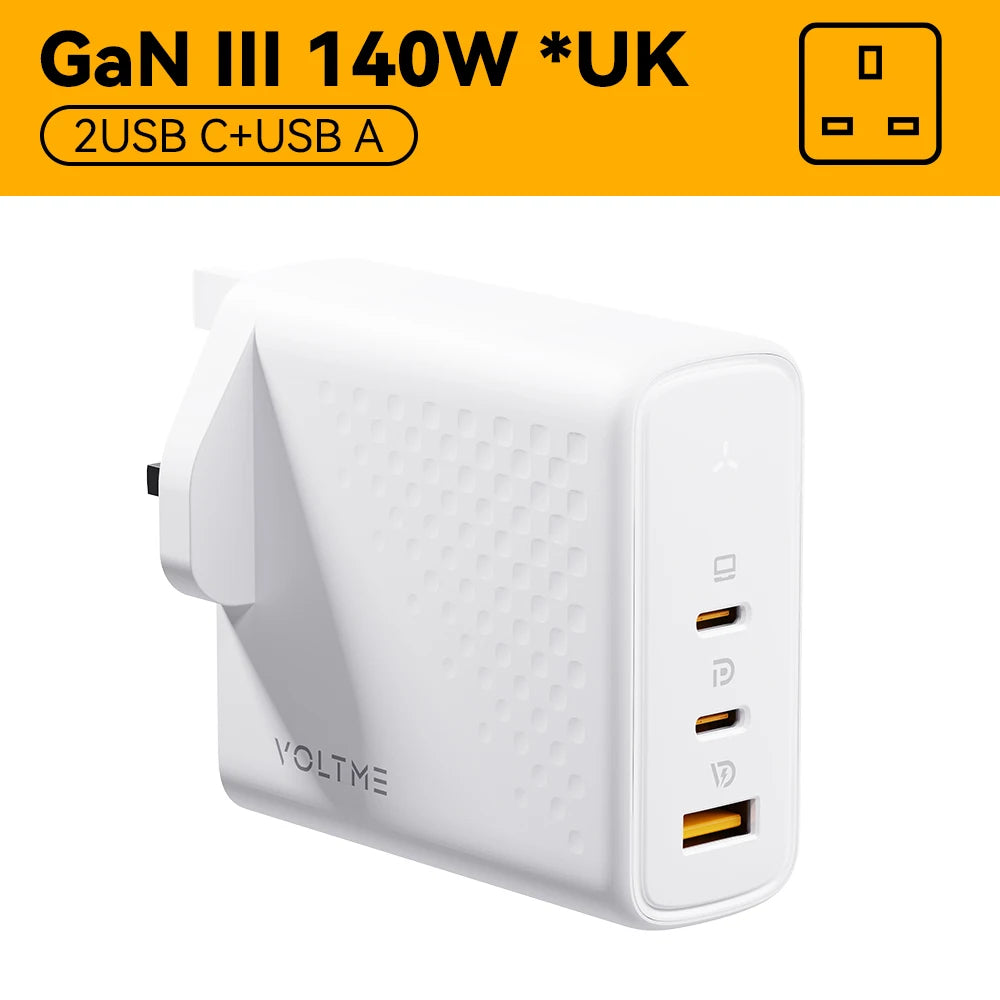 Зарядно устройство VOLTME GaN 140W USB Type C PD3.1 Fast Charge за Macbook pro 16″ Quick Charge 5.0 Зарядно за телефон за iPhone 15 Pro Max