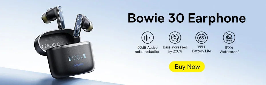 Baseus Bowie M2s -48dB ANC Безжични Bluetooth 5.3 3D пространствено аудио слушалки HiFi качество 0.038" ниска латентност слушалки