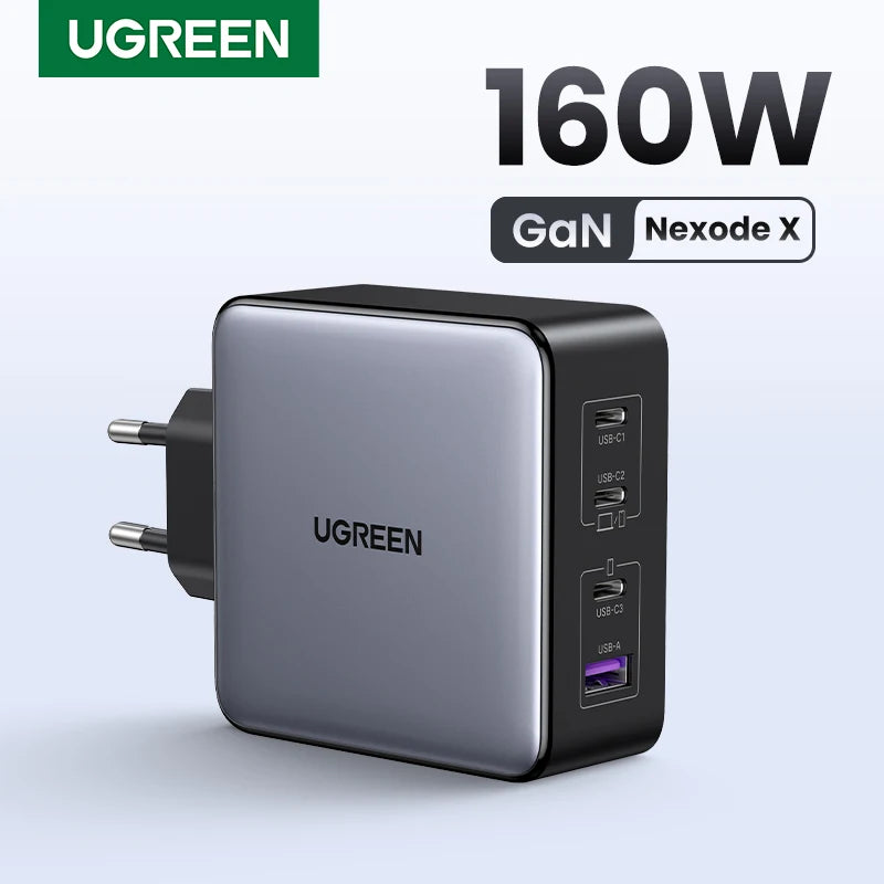 UGREEN 160W GaN зарядно устройство PD3.1 Type C QC4.0 3.0 Бързо зареждане за Macbook Pro лаптоп USB бързо зарядно за iPhone 15 Xiaomi таблет