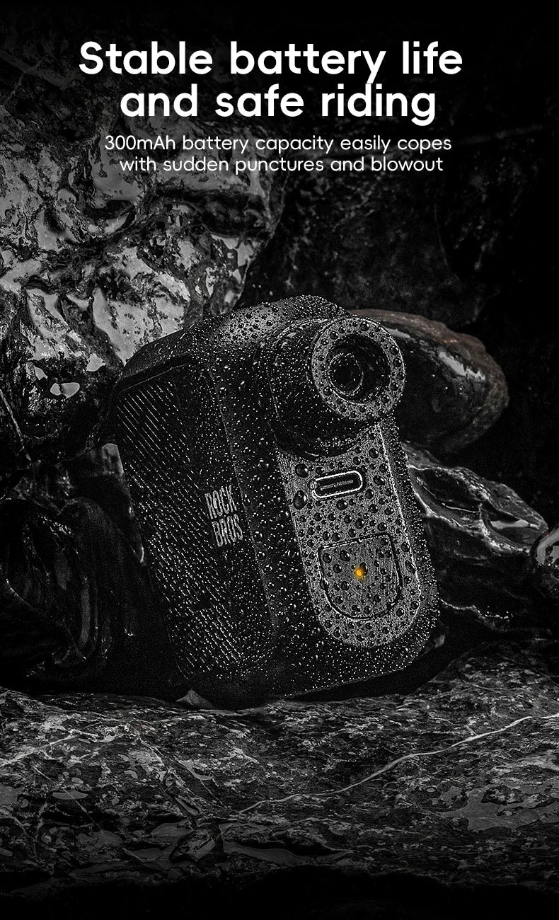 ROCKBROS Електрическа въздушна помпа Преносима 100PSI Велосипедна помпа Въздушен компресор Акумулаторна помпа за гуми 300mAh Капацитет на батерията