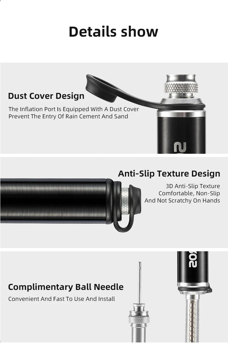 Велосипедна помпа ROCKBROS, мини преносима, 160 PIS, високо налягане, AV/FV, MTB, шосеен велосипед, аксесоари за колоездене