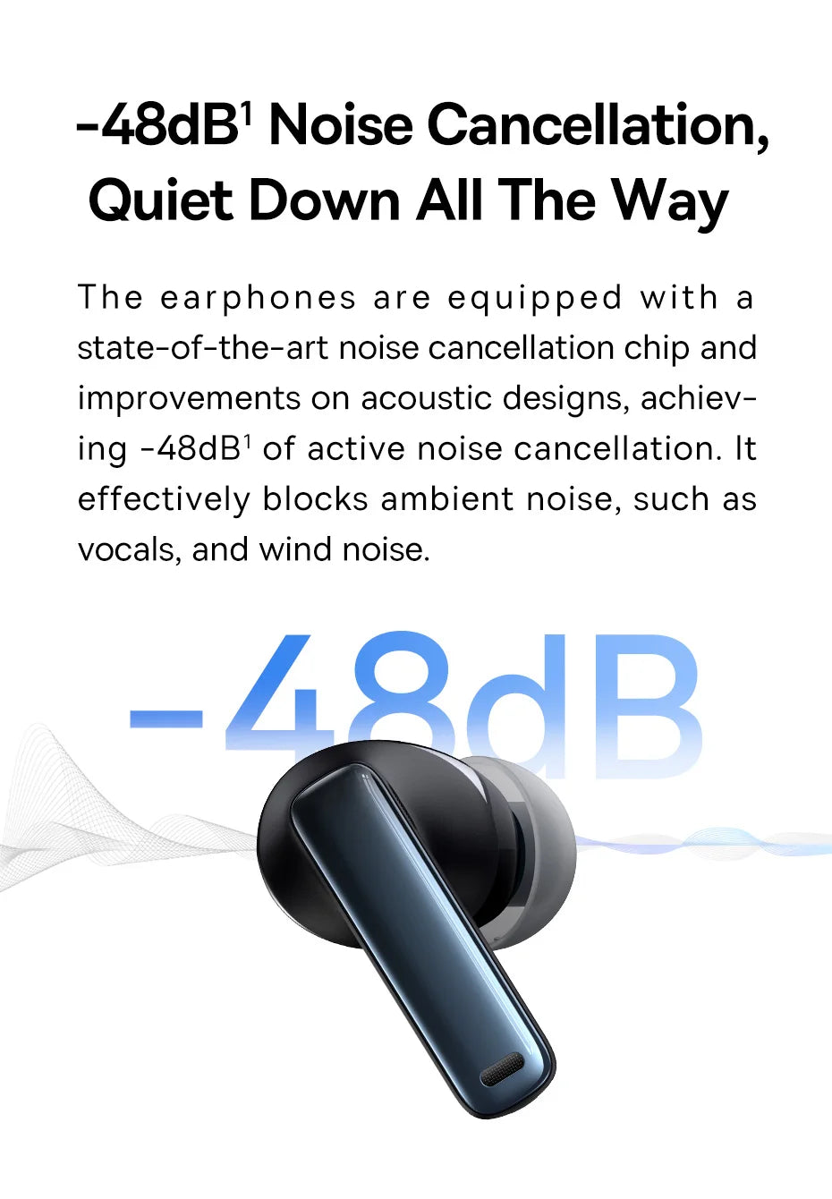 Baseus Bowie M2s -48dB ANC Безжични Bluetooth 5.3 3D пространствено аудио слушалки HiFi качество 0.038" ниска латентност слушалки