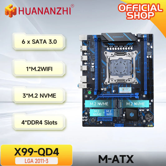 Дънна платка HUANANZHI X99 QD4 LGA 2011-3 XEON X99 Intel E5 2640 2666 2670 2696 V3 V4, поддръжка на DDR4 RECC NON-ECC памет NVME RU