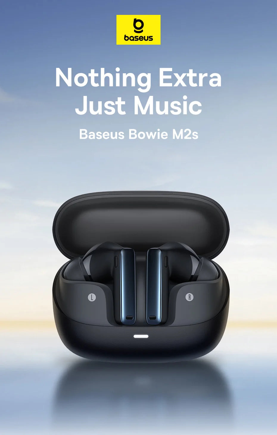 Baseus Bowie M2s -48dB ANC Безжични Bluetooth 5.3 3D пространствено аудио слушалки HiFi качество 0.038" ниска латентност слушалки