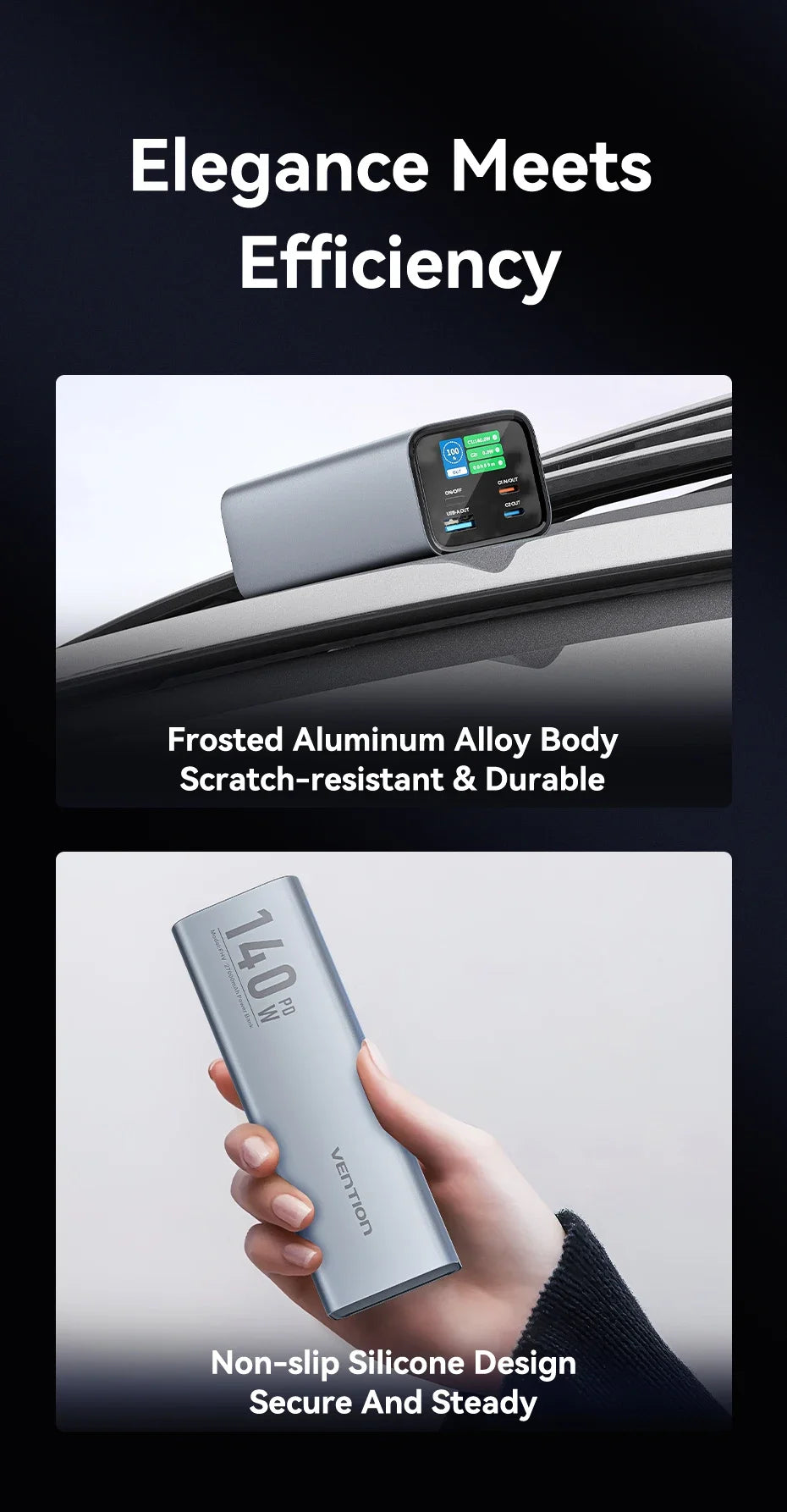 Преносима външна батерия Vention 140W 100W 27000mAh PD с бързо зареждане и външна батерия за лаптоп Xiaomi Macbook