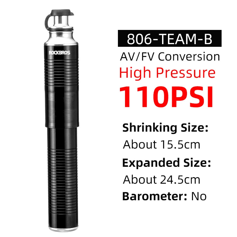 Велосипедна помпа ROCKBROS, мини преносима, 160 PIS, високо налягане, AV/FV, MTB, шосеен велосипед, аксесоари за колоездене