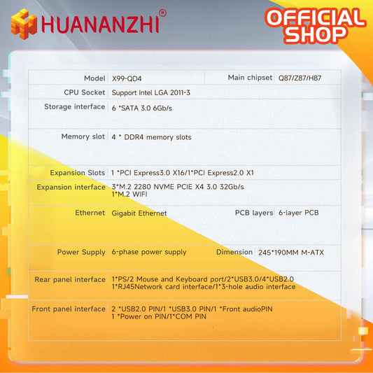 Дънна платка HUANANZHI X99 QD4 LGA 2011-3 XEON X99 Intel E5 2640 2666 2670 2696 V3 V4, поддръжка на DDR4 RECC NON-ECC памет NVME RU