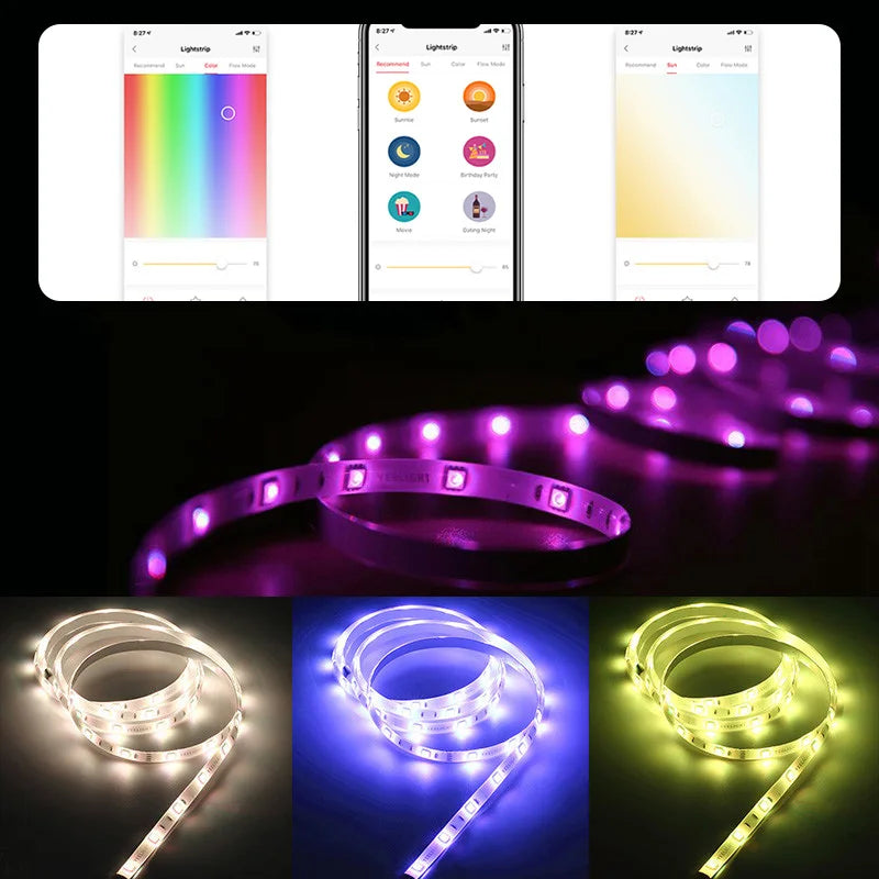 Yeelight RGB lightstrip 1S Интелигентна светлинна лента Умен дом Телефон Приложение Wi-Fi Цветна агнешка LED 2M до 10M 16 милиона 60 LED