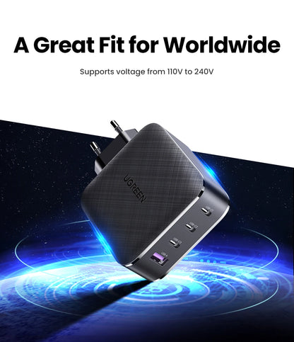 UGREEN 65W GaN зарядно устройство Quick Charge 4.0 3.0 Type C PD USB зарядно с QC 4.0 3.0 бързо зарядно за iPhone 16 15 14 Xiaomi лаптоп