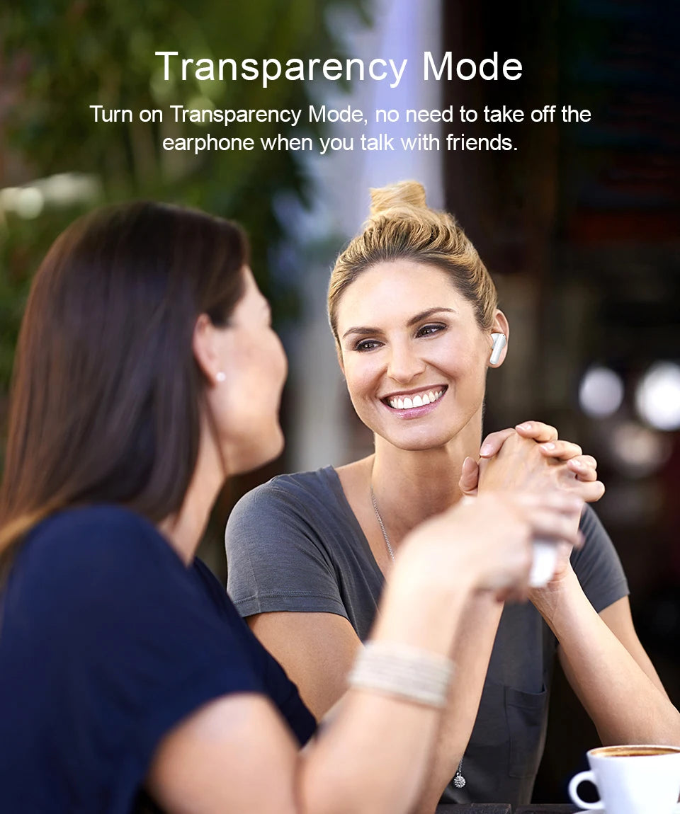 QCY T13 ANC слушалки Bluetooth 5.3 Активно шумопотискане -28dB Безжични слушалки Бързо зареждане Слушалки-капсули 0.068' Ниска латентност