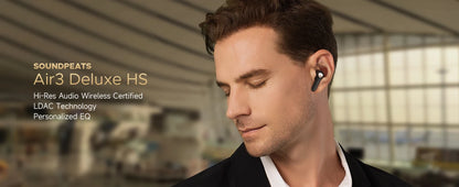 Безжични слушалки SoundPEATS Air3 Deluxe HS с Hi-Res аудио, Bluetooth слушалки с LDAC, голям 14,2 мм драйвер, разпознаване на ушите