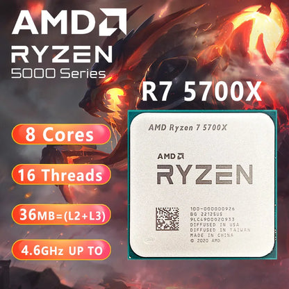 Нов процесор AMD Ryzen 7 5700X R7 5700X 3.4 GHz, осемядрен, шестнадесетнишков, 7NM L3=32M 100-000000926, сокет AM4