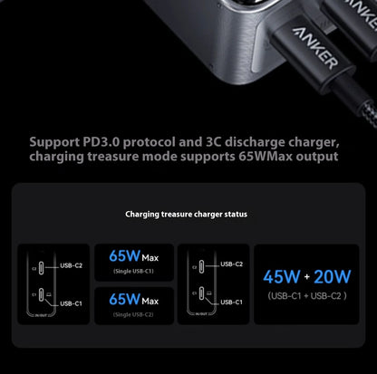 ANKER Prime 2-в-1 Power Bank 65W преносимо зарядно с щепсел GaN PD бързо зареждане 9600mAh мобилна Power Bank за iPhone, лаптоп
