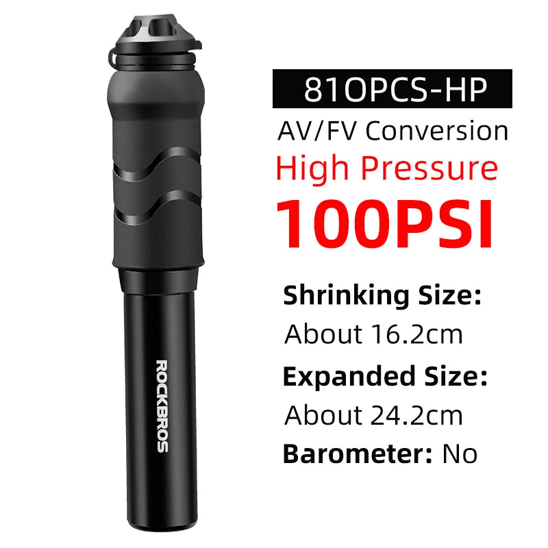 Велосипедна помпа ROCKBROS, мини преносима, 160 PIS, високо налягане, AV/FV, MTB, шосеен велосипед, аксесоари за колоездене