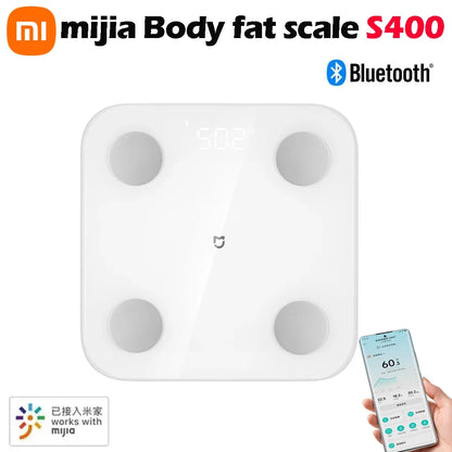 XIAOMI Телесна везна S400 Mijia Smart Home Телесна везна 150KG Bluetooth 5.0 LED дисплей Двучестотно измерване