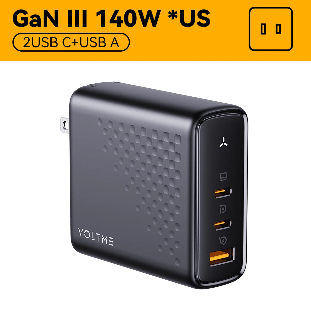 Зарядно устройство VOLTME GaN 140W USB Type C PD3.1 Fast Charge за Macbook pro 16″ Quick Charge 5.0 Зарядно за телефон за iPhone 15 Pro Max