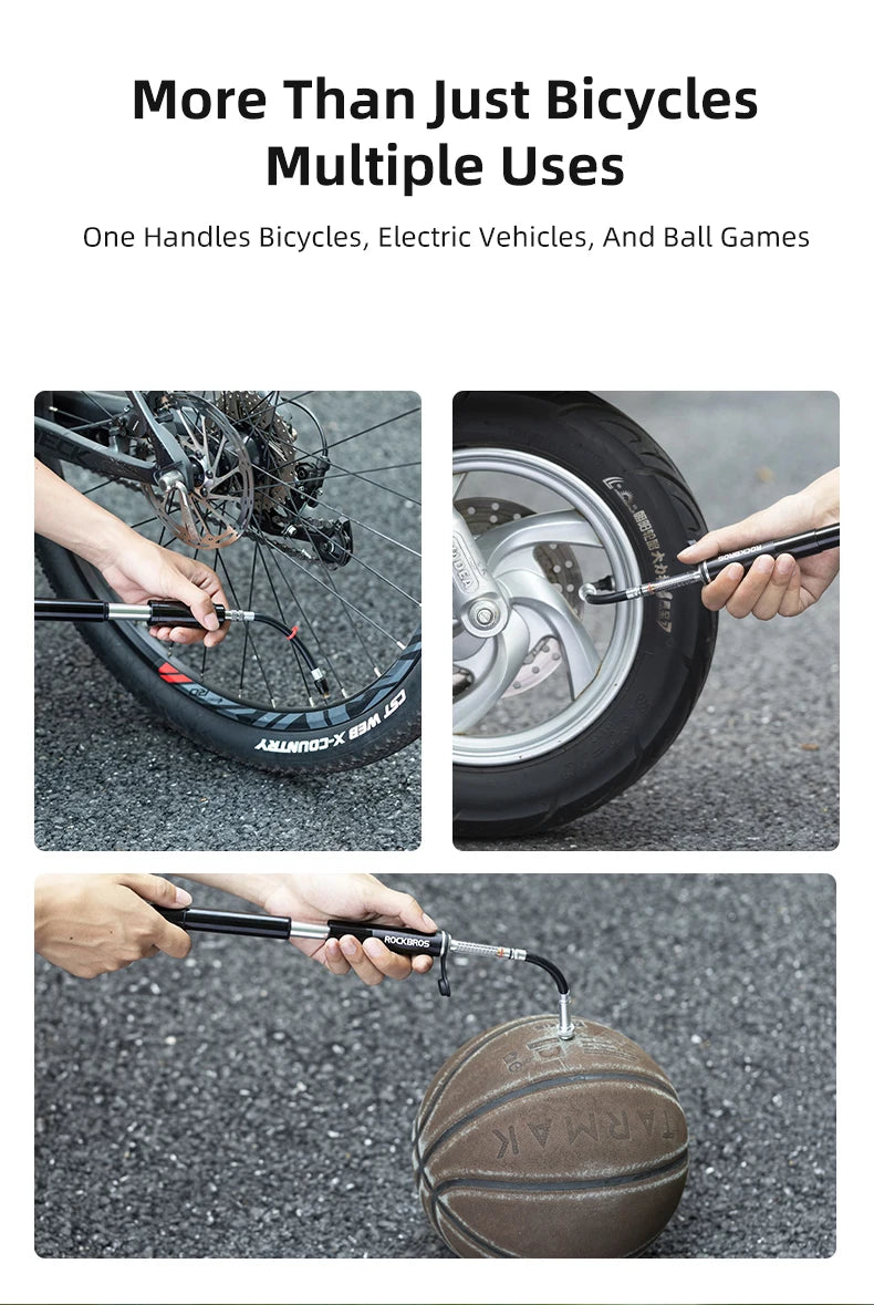 Велосипедна помпа ROCKBROS, мини преносима, 160 PIS, високо налягане, AV/FV, MTB, шосеен велосипед, аксесоари за колоездене