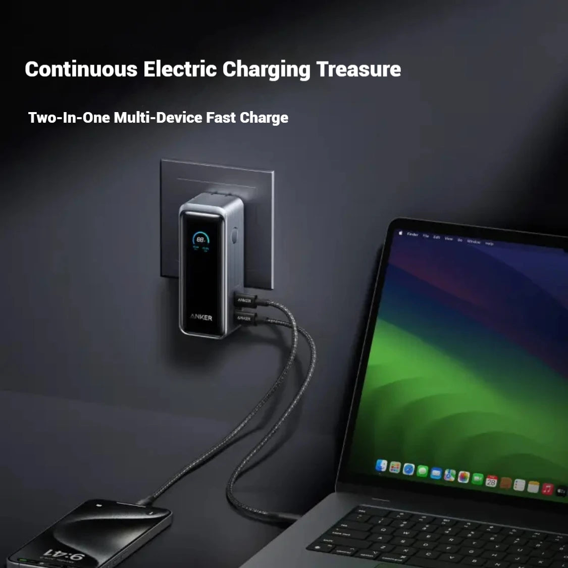 ANKER Prime 2-в-1 Power Bank 65W преносимо зарядно с щепсел GaN PD бързо зареждане 9600mAh мобилна Power Bank за iPhone, лаптоп