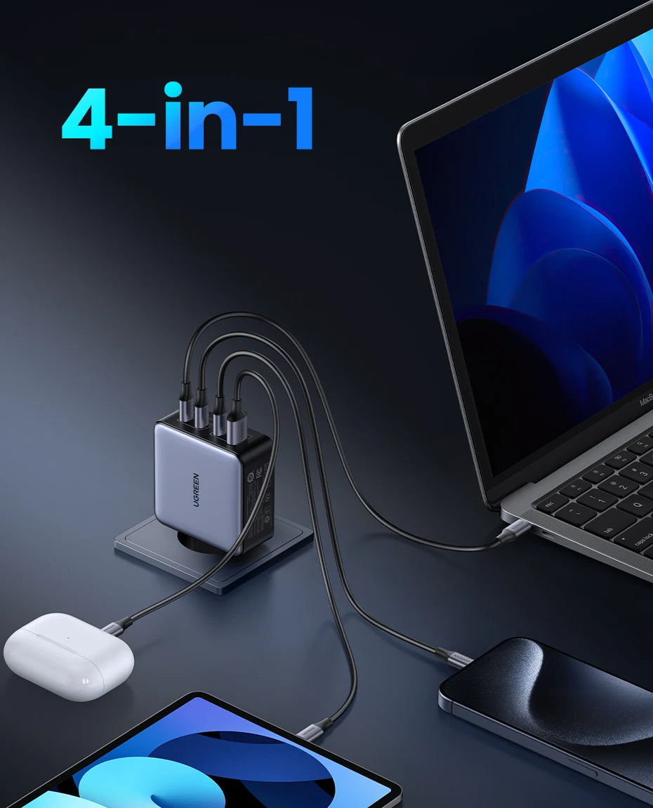 UGREEN 160W GaN зарядно устройство PD3.1 Type C QC4.0 3.0 Бързо зареждане за Macbook Pro лаптоп USB бързо зарядно за iPhone 15 Xiaomi таблет