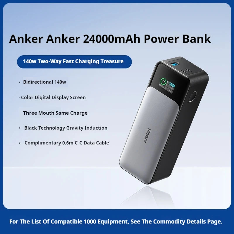 Преносима външна батерия Anker Prime 737, 140 W, двупосочно бързо зареждане, 24000 mAh, за iPhone, Pro, MacBook, лаптоп