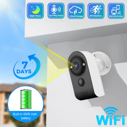 V380 PRO Мини Камера Безжична WiFi Външна Вградена Батерия PIR Видео Монитор за Засичане на Човешки Същества 5MP Домашни Камери за Видеонаблюдение