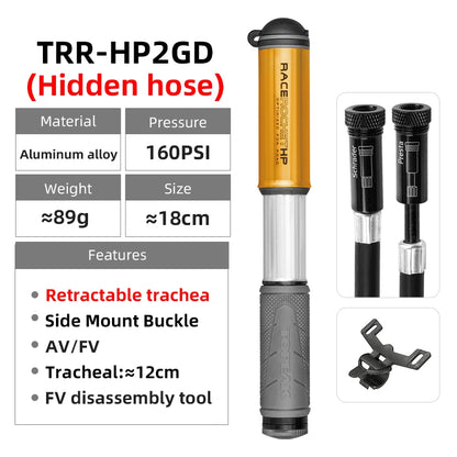 Велосипедна помпа Topeak 160/120psi, мини ръчна помпа за високо налягане, алуминиева сплав, скрит маркуч, Schrader Presta Valve, помпа за велосипеди