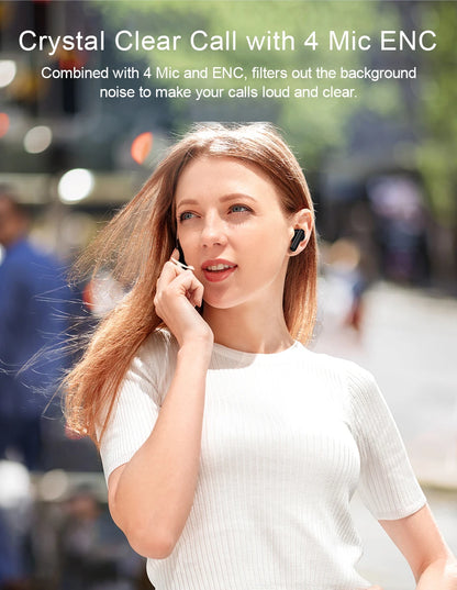 QCY T13 ANC слушалки Bluetooth 5.3 Активно шумопотискане Безжични слушалки 4 микрофона ENC TWS Слушалки 0.068s Ниска латентност 30 часа