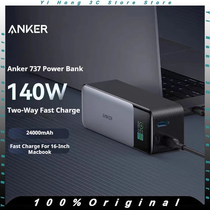Преносима външна батерия Anker Prime 737, 140 W, двупосочно бързо зареждане, 24000 mAh, за iPhone, Pro, MacBook, лаптоп