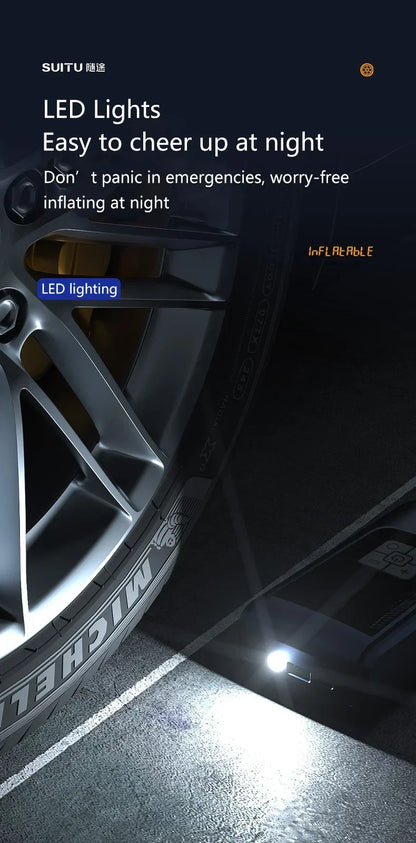 Безжична автомобилна въздушна помпа, преносим въздушен компресор, електрически помпа за гуми с LCD дигитален дисплей за кола, мотоциклети, велосипедна топка