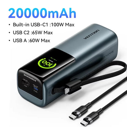 Преносима външна батерия Vention 140W 100W 27000mAh PD с бързо зареждане и външна батерия за лаптоп Xiaomi Macbook