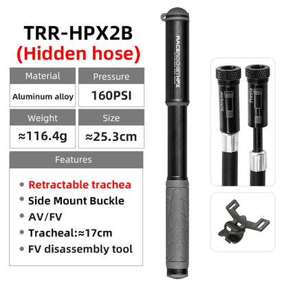 Велосипедна помпа Topeak 160/120psi, мини ръчна помпа за високо налягане, алуминиева сплав, скрит маркуч, Schrader Presta Valve, помпа за велосипеди