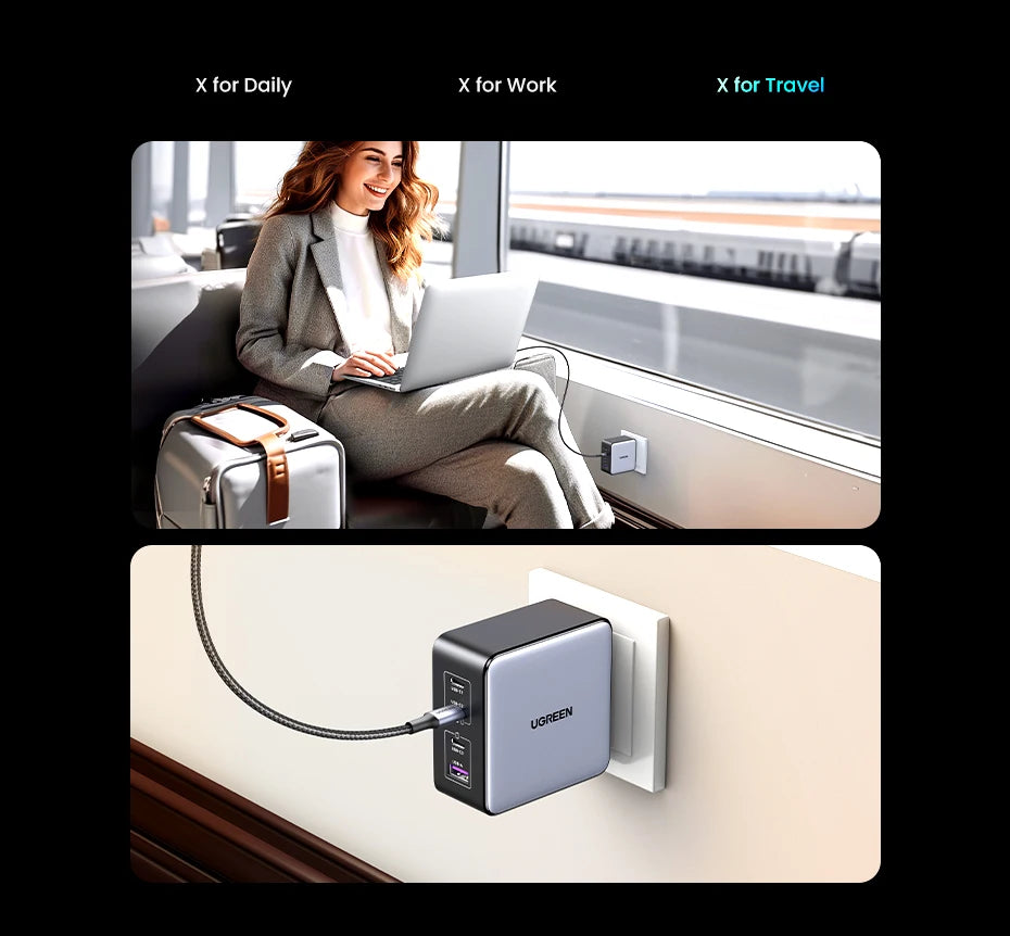 UGREEN 160W GaN зарядно устройство PD3.1 Type C QC4.0 3.0 Бързо зареждане за Macbook Pro лаптоп USB бързо зарядно за iPhone 15 Xiaomi таблет