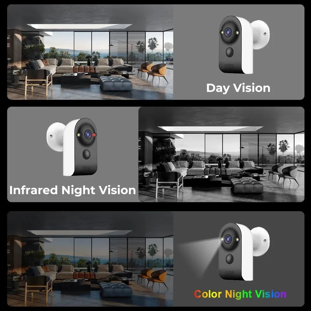 V380 PRO Мини Камера Безжична WiFi Външна Вградена Батерия PIR Видео Монитор за Засичане на Човешки Същества 5MP Домашни Камери за Видеонаблюдение