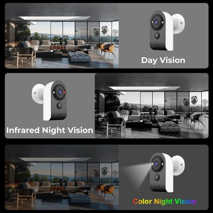 V380 PRO Мини Камера Безжична WiFi Външна Вградена Батерия PIR Видео Монитор за Засичане на Човешки Същества 5MP Домашни Камери за Видеонаблюдение