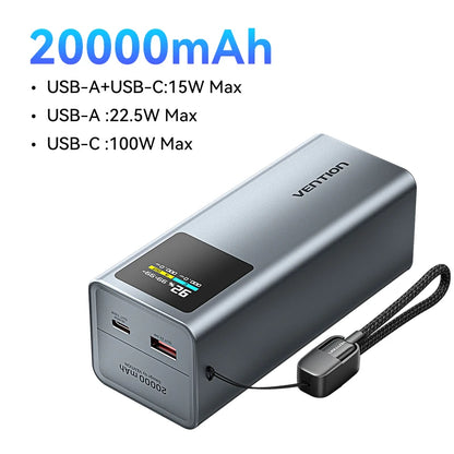 Преносима външна батерия Vention 140W 100W 27000mAh PD с бързо зареждане и външна батерия за лаптоп Xiaomi Macbook