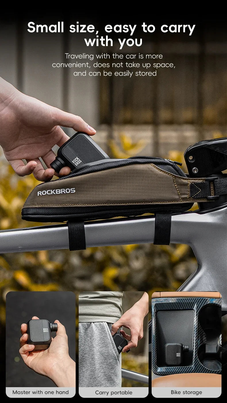 ROCKBROS Електрическа въздушна помпа Преносима 100PSI Велосипедна помпа Въздушен компресор Акумулаторна помпа за гуми 300mAh Капацитет на батерията