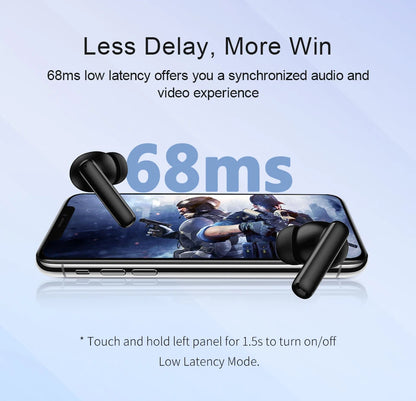 QCY T13 ANC слушалки Bluetooth 5.3 Активно шумопотискане -28dB Безжични слушалки Бързо зареждане Слушалки-капсули 0.068' Ниска латентност